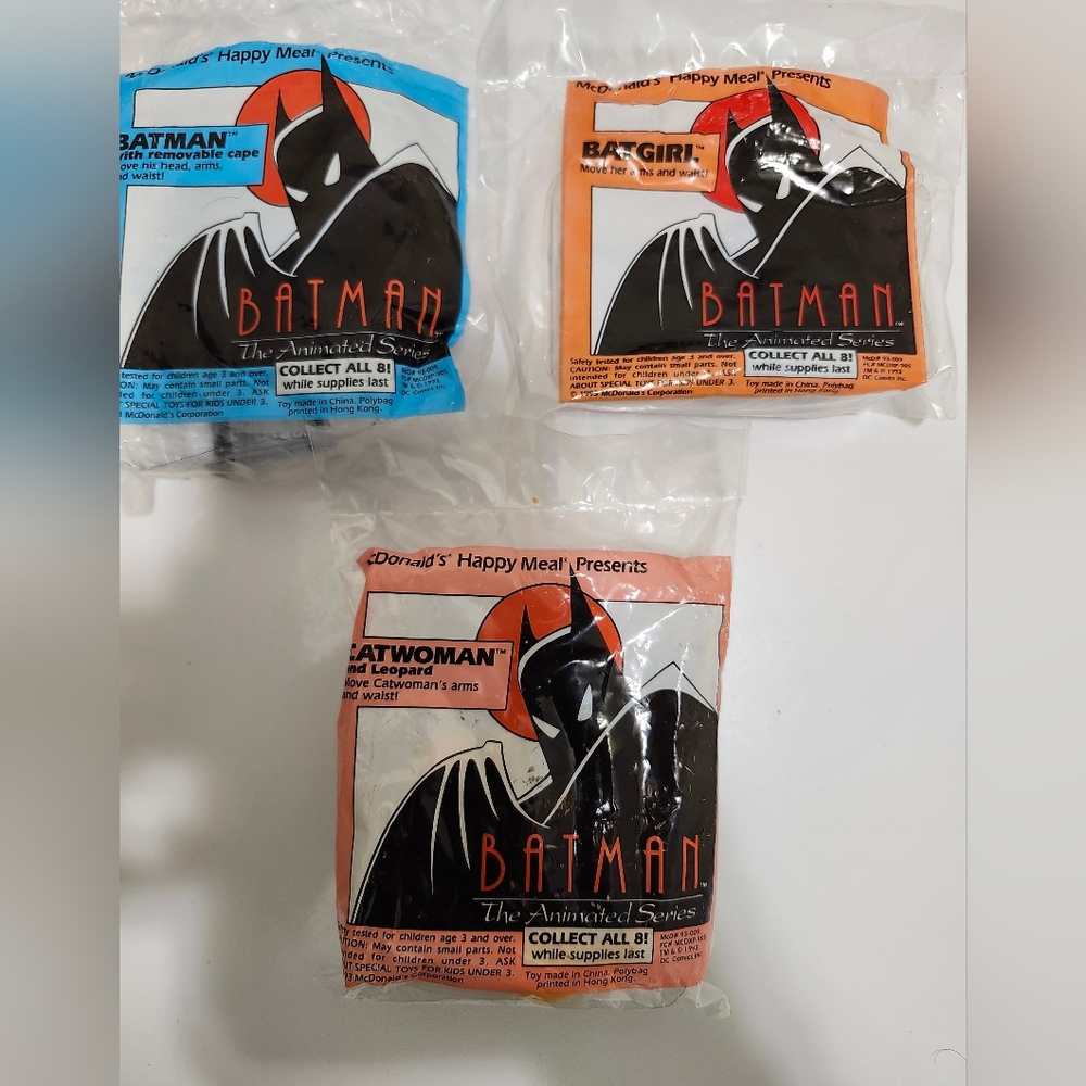 1993 McDonald's Batman Series Happy Meal Toys - 3 Set Collection